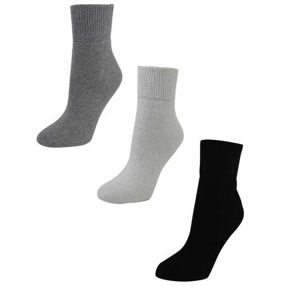Mens 3-Pack Black White Gray Diabetic Ankle Socks - Picture 5 of 6